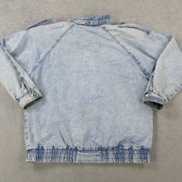 VINTAGE Peter Daniels Jacket Adult Medium Blue Denim Acid Wash Grunge 80s Bomber - Picture 11 of 15